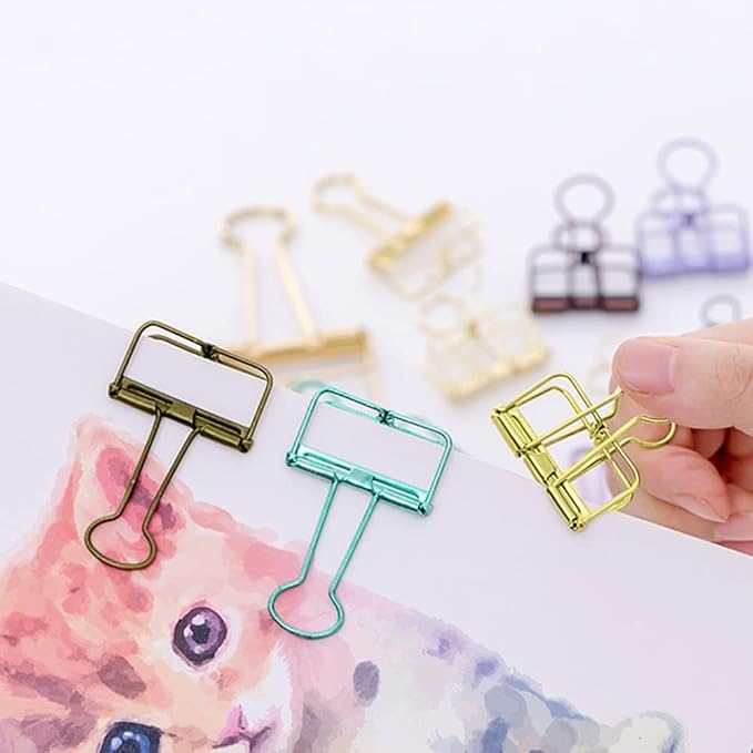 Small Binder Clips, 36 Pack, 3/4 Inch, Standard 19mm, Hollow Out Blue, Paper Clips, Fold Clamp, Capacity 0.31 Inch, Paper Clips, Micro Office Clips