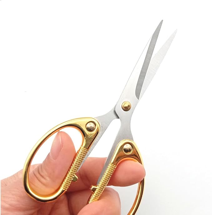 5" All Stainless Steel Office Scissors,Ultra Sharp Blade Shears,Sturdy Sharp Scissor for Office Home School Sewing Fabric Craft Paper All Purpose Scissors Gold