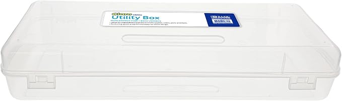 BAZIC PRODUCTS Clear Ruler-Length Pencil Box | 13 3/8 x 5 3/8 x 2 1/2 in; snap-latch lid for long supplies