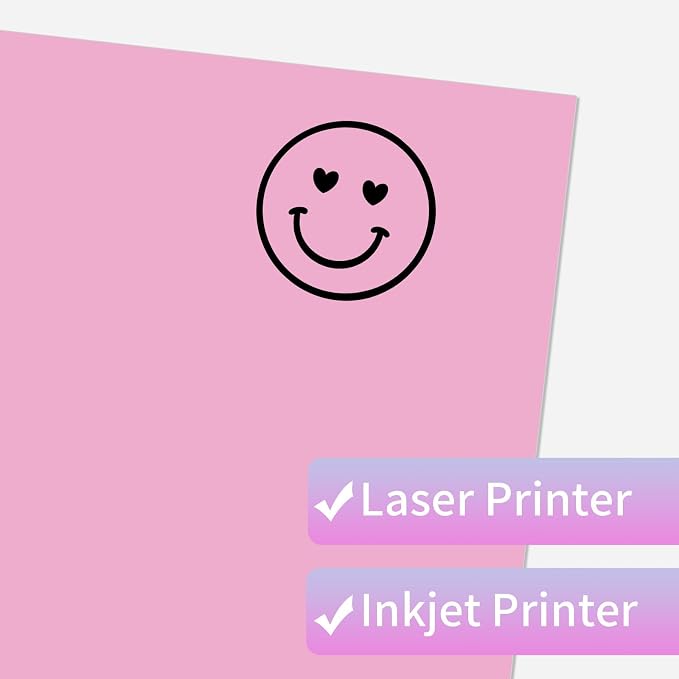 Matte Pink Printable Sticker Paper, 25 Sheets Printable Sticker Paper, Laser/Inkjet Printing- Letter Size (8.5" x 11")