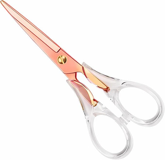 Aesthetic Clear Acrylic Scissors, 6.3" Craft Shears with Rose-gold Sharp Stainless Steel Blades for Home Office & School, Cute Stationery Tools for Bullet Journaling, Scrapbooking & Gift Wrapping