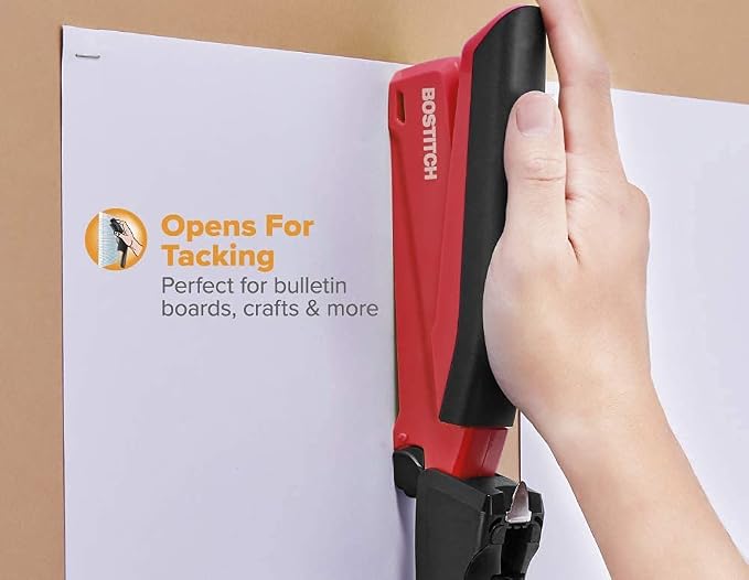Bostitch Stapler - InPower, One Touch Heavy Duty Red Office Stapler | Bostitch Stapler with Built-in Staple Remover, 20 Sheet Capacity, Includes 1260 Staples