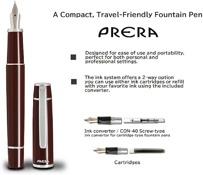 Pilot Fountain Pen Red Brown Fine Pont P-FPR-1-RBN-F With Original Stylus Ballpoint Touch Pen
