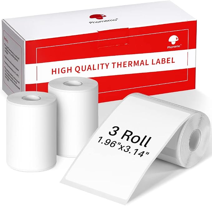 Phomemo 3 Roll 1.96" x 3.14" Multi-Purpose Thermal Label | Compatible with M110/M220/M108/M250/M260/ M150/ M120/M200/M221 Printer,for Barcode,Name,Address,Labeling,Mailing,Business