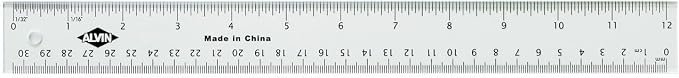 ALVIN Clear Acrylic Ruler, Scratch Resistant, Multipurpose Drawing, Drafting, and Design Tool, Great for Both Students, Hobbyists, and Professionals Model T40-12 - 12 inches