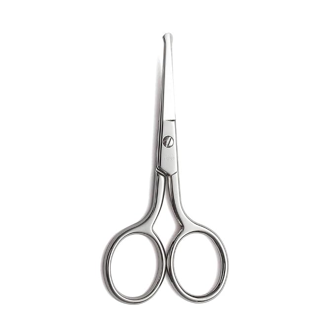 LIVINGO Nose Hair Scissors Rounded Tip Stainless Steel Beauty Shears | Straight Precision Blade, Multi-purpose Grooming, Eyebrow Eyelash Cuticle Facial Detail Care