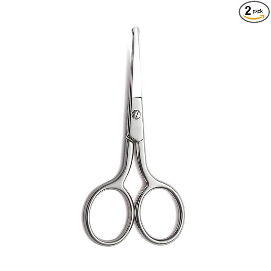 LIVINGO Premium Manicure Rounded Tip Scissors Multi-purpose Stainless Steel Cuticle Pedicure Beauty Grooming Kit for Nail, Eyebrow, Eyelash, Dry Skin, Nose Hair 3.5 inch (Pack of 2)