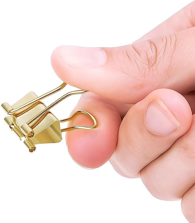 50 Pack Small Gold Binder Clips 3/4 Inch (19 mm), Colored Little Paper Clamps, Tiny Mini Paper Clips for Office Home School Business 0.75"