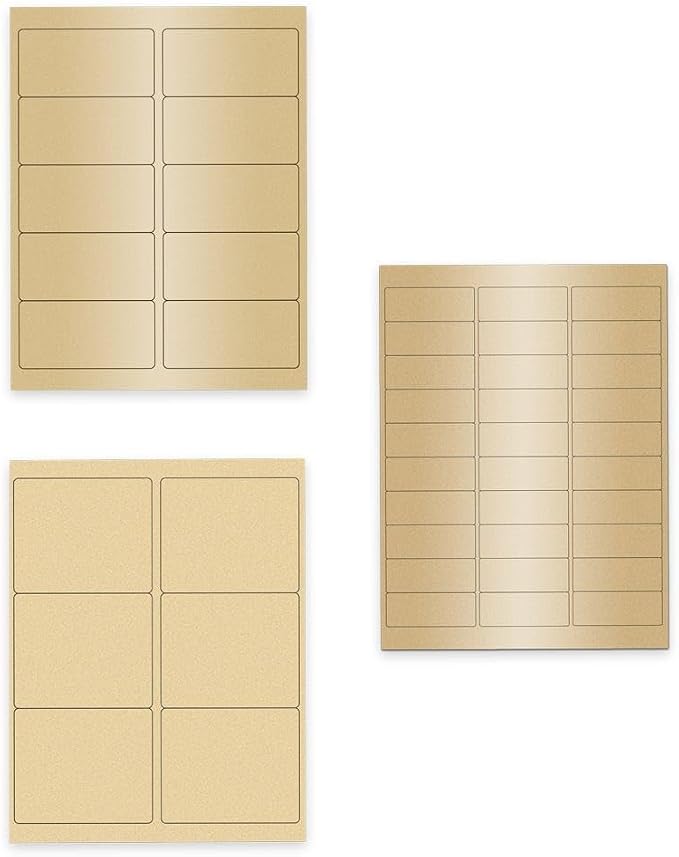 JAM PAPER Shipping & Mailing Address Labels - Multi Size Assortment - Metallic Gold - 360/Pack