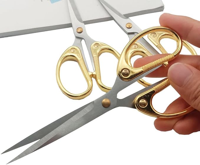 6.3-inch Small Craft Scissors, Sharp Blades Office Scissors for Desk, Stainless Steel All Purpose Scissors for Office, Home, School, DIY, Sewing, Fabric (Gold)