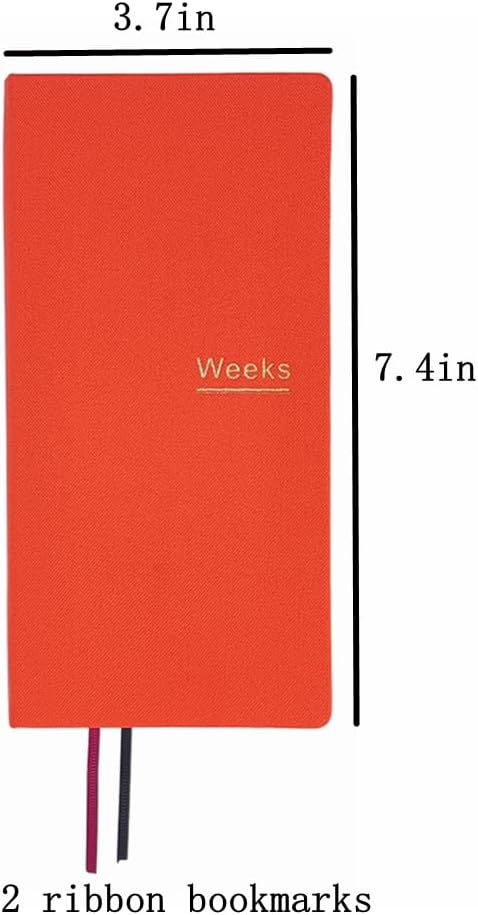 Undated Weekly Planner Notebook Pocket Organizer Appointment Book Journal Notebook A6 Week Plan Notepad (Orange with cover)