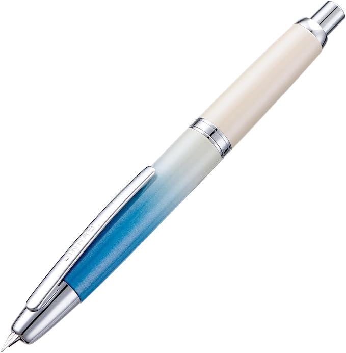 Jinhao 10 Press Fountain Pen with Box, Gradient Blue Retractable Medium Nib with Ink Converter Limited Edition Set (Silver Clip)