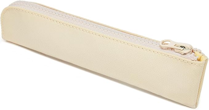 Slim Pencil Case Small Pencil Pouch Pen Case (Cream/OF)