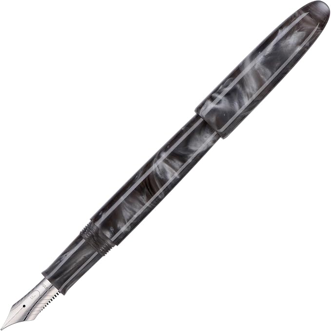Asvine C80 Fountain Pen #8 Fine Nib Large Handcraft Pen with Converter Pen Case Collection Set (Gray Ripple)