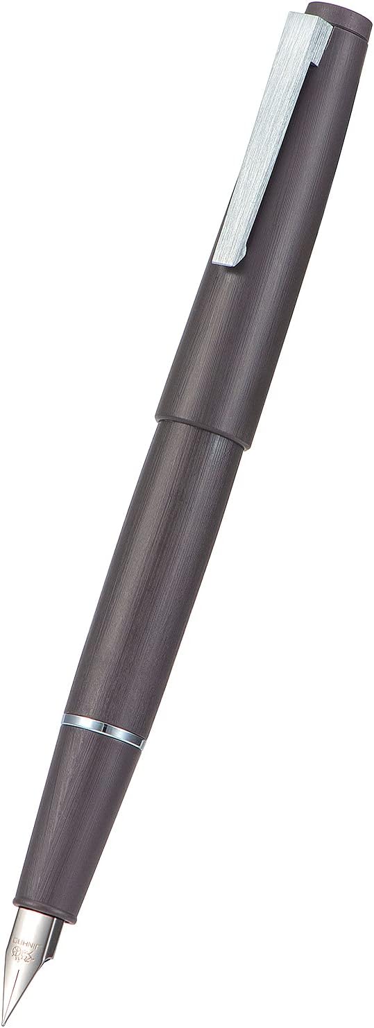 Jinhao 80 Gray Fiber Brushed Fountain Pen, Iridium Extra Fine Nib with Ink Converter, Classic Design Smooth Writing Pen (Silver Clip)