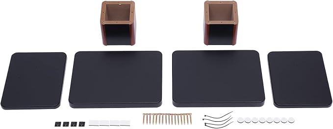 Universal Speaker Stand Pair, H6in Desktop Bookshelf Speaker Stands Holder for Surround Sound Studio Monitors Up to 33lbs, for Home Theater Living Room Floor, Black & Brown