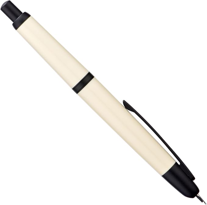 Jinhao 20 Press Retractable Fountain Pen Medium Nib with Converter Resin Writing Gift Pen, Ivory with Black Clip