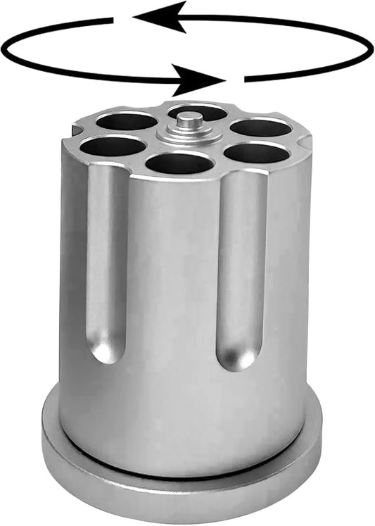 Rotating Revolver Pen Holder, Aluminum Gun Cylinder Pencil Holders, Men Desktop Decor for Men's Birthday, Office Decoration
