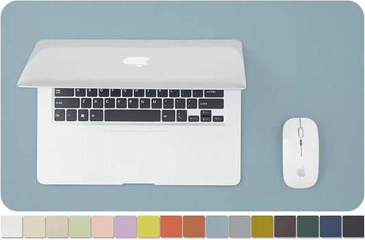 Leather Desk Mat - Small Non-Slip PU Desk Pad for Office and Home - Desk Organization and Accessories - Ideal for Large Mouse Pad and Small Desk Mats on Top of Desks (Light Blue,23.6"x 13.8")