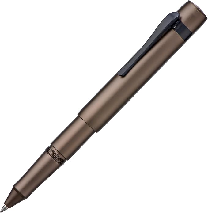 HONG DIAN M2 Black Forest Mini Rollerball Pen, Fine Point 0.5mm, Sleek Aluminium Pocket Pen with Black Ink Refill, Ideal for Travel & Signature (Caramel Brown)