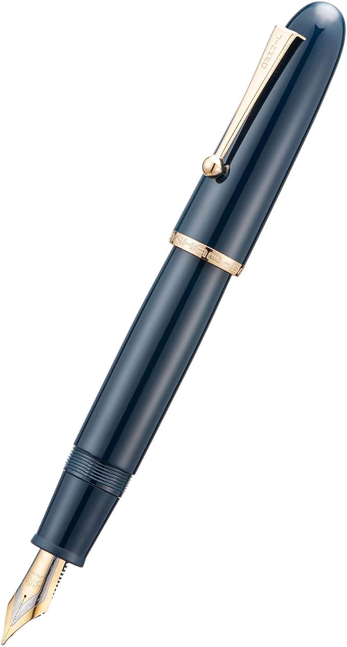 Jinhao 9019 DaDao Series Fountain Pen, Size 8 Extra Fine Nib with Large Ink Converter, Dark Blue Acrylic Design Smooth Writing Pen (Gold Trim)