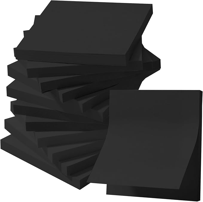 Mr. Pen- Sticky Notes, 3"x3", 12 Pads, 600 Sheets, Black, Sticky Notes Bulk | Self-Stick Note Pads, Perfect for Office, School, Home, Study & Organization