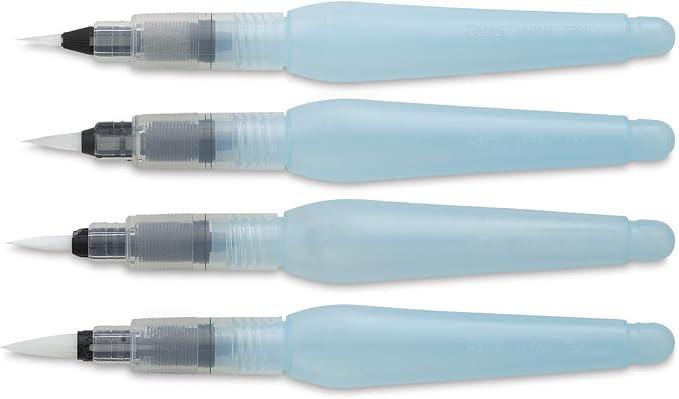 Pentel Arts Aquash Water Brush Assorted Tips, Pack of 4 (FRHBP4M)