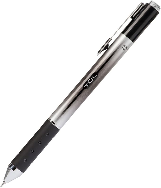 TUL Retractable Gel Pens 0.5mm Needle Point Fine, Black/Blue Bundle (2 4-packs)