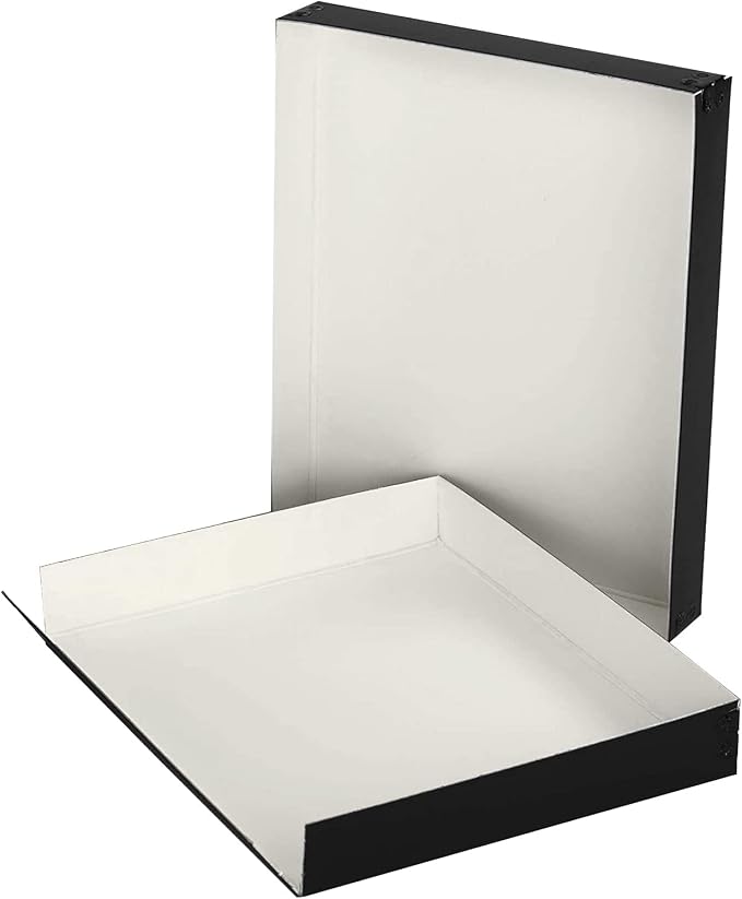 Lineco Museum Archival Storage Box, Drop Front, 8.75x10.75x1.5 in, Black | Acid-Free with Metal Edge, Preserves Picture Longevity, Organize Photos, Newspapers, Prints, Documents, Crafts, DIY