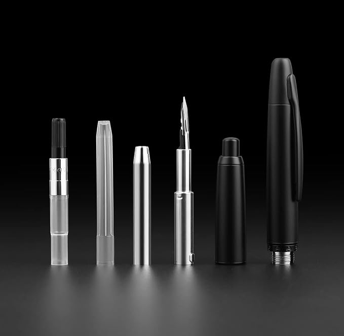 erofa Majohn A1 Press Fountain Pen with Box, Retractable Extra Fine Nib Metal Matte Black Ink Pen with Converter for Writing