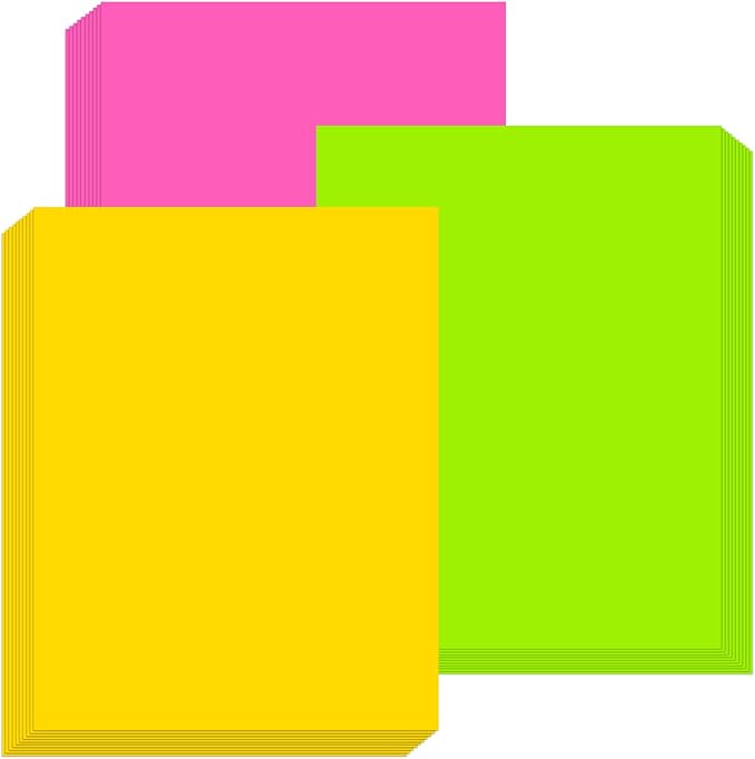L LIKED 30 Fluorescent Full-Sheet Labels, 8-1/2" x 11" Neon Colored Self Adhesive Labels for Laser & Inkjet Printers - Green, Orange, Pink - 30 Sheets