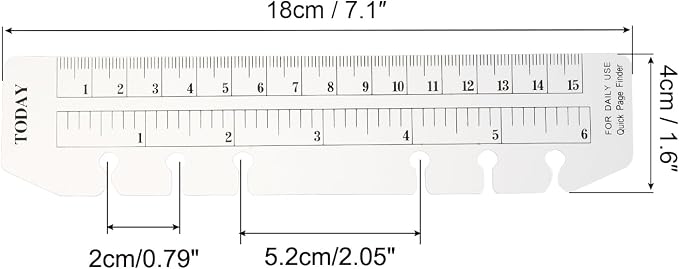 PATIKIL 7.1"x1.6" Bookmark Ruler, 20 Pack Snap-in Ruler Page Marker Book Mark Measuring Tools for A6 Size 6-Hole Binder Notebook, Clear