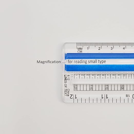 Westcott Data Processing Magnifying Ruler, 2X Magnification, 1/16-Inch & Tenths Scales, Back-to-School, School Supplies, Classroom Supplies, 12-Inch