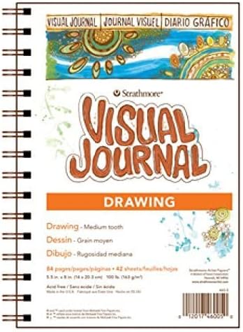 Strathmore Wire Bound Visual Journal, 100 lb. Drawing Paper, 5.5 X 8 inches, 42 Sheets (460-5)