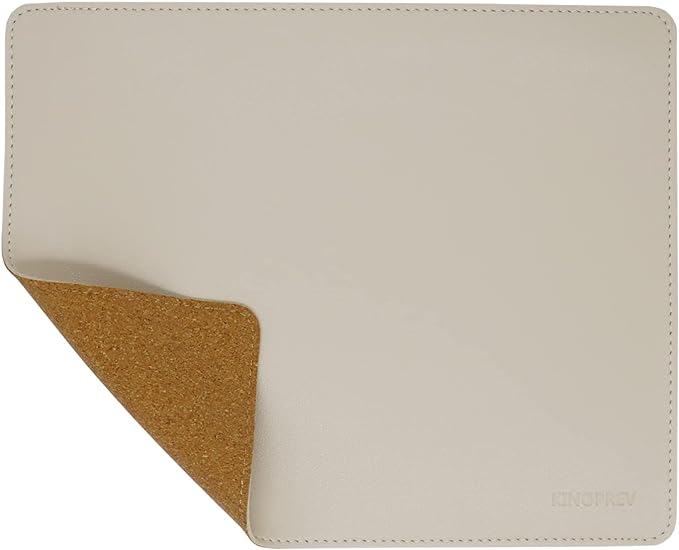 Leather Mouse Pad - Wood Mouse Pads with Stitched Edge,PU Non-Slip Mouse Mat,Double Side Mousepad,Waterproof Gaming Mouse Pad for Desk,Laptop,Office & Home,10.2" x 8.3",1 Pack (Beige)