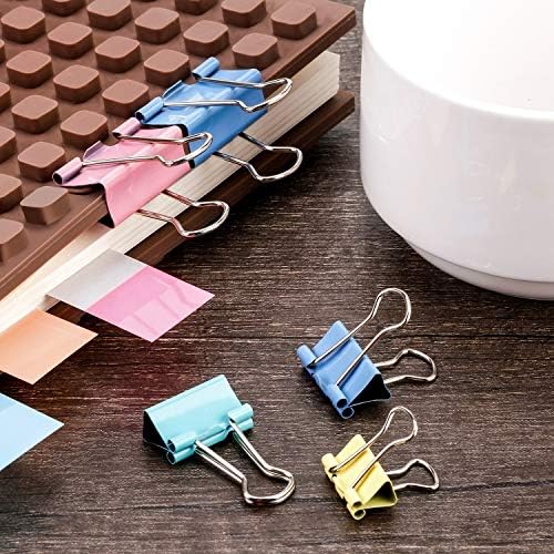 TecUnite 150 Pcs Binder Clips Assorted Sizes Pastel Paper Clamps Clips Large Medium Small Clips Office Supplies