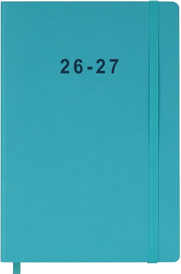 26-27 Academic Planner - Weekly and Monthly Planner, Jul 2026 - Jun 2027, Holidays, Contacts and Notes Pages, Vegan Leather Cover, Elastic Closure, 5.5”x8.25”, Teal