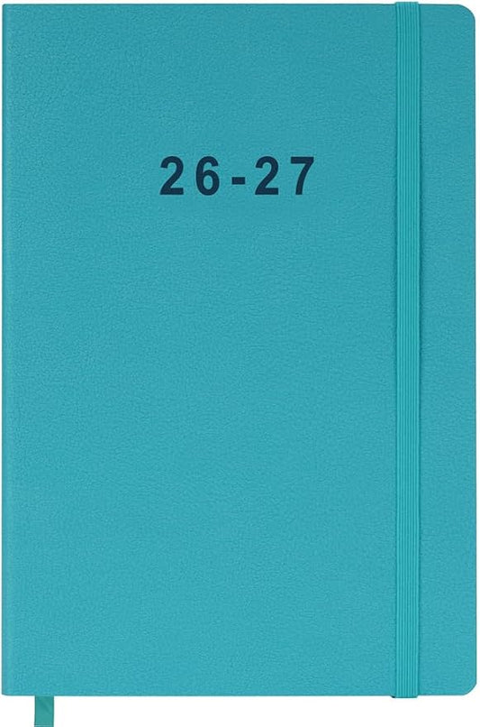 26-27 Academic Planner - Weekly and Monthly Planner, Jul 2026 - Jun 2027, Holidays, Contacts and Notes Pages, Vegan Leather Cover, Elastic Closure, 5.5”x8.25”, Teal