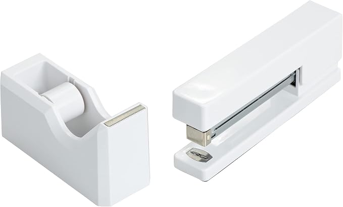 JAM PAPER Office & Desk Sets - 1 Stapler & 1 Tape Dispenser - White - 2/Pack