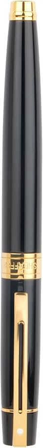 Sheaffer 300 Glossy Black Fountain Pen with Gold Tone Trim and Medium Nib