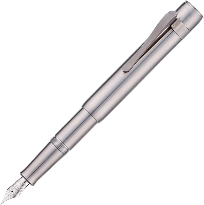 HONG DIAN M2 Titanium Mini Fountain Pen, Long Blade Nib & Sleek Shape Metal Short Pocket Travel Pen (Titanium Gray)