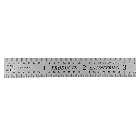 PEC Tools Made in USA Machinist Rule, 6" Flexible Steel Rule, Satin Chrome Finish, Markings 1/10", 1/50", 1/32", 1/64"