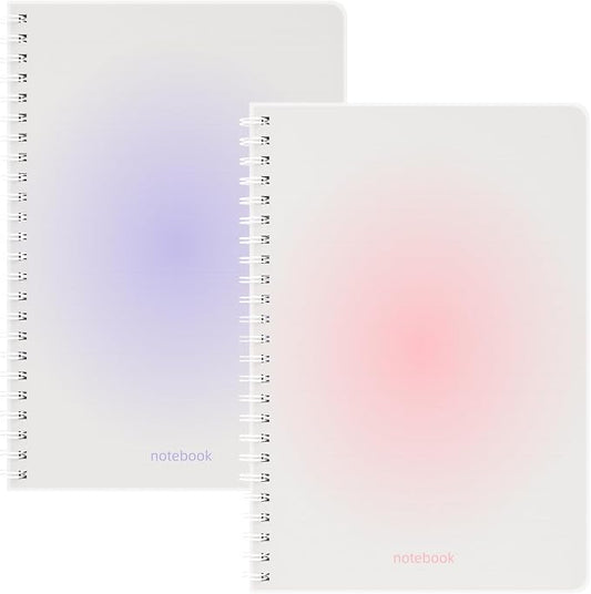 Oucaru Spiral Notebook College Ruled 2 Pack A5 (5.9" x 8.3") Journaling Notebooks 140 Pages 100 GSM Gradient Small Lined Notebook Waterproof PP Cover for Work School Business Travel Note Books
