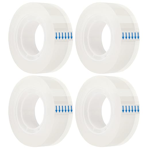 OWLKELA 4 Rolls Transparent Tape Refills, Clear Tape, All-Purpose Transparent Glossy Tape for Office, Home, School