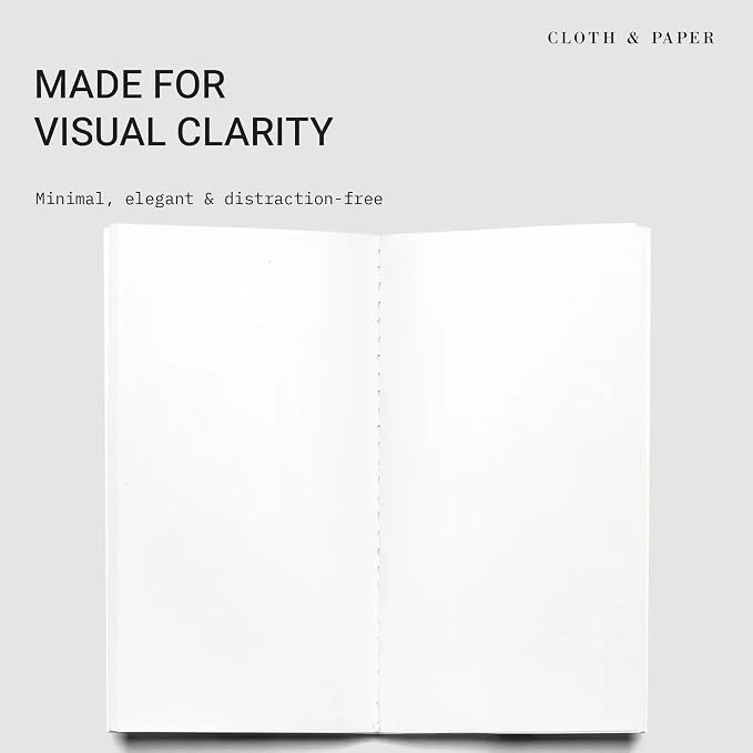 Cloth & Paper Travel Notebook | Blank Notebook – Angora | Pocket Plus Writing Journal 3.2" x 6" | Unlined Notebook for Writing, Sketching, Creative Planning, Journaling & Notes – Soft Touch Cover