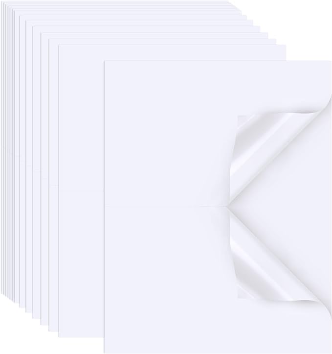 Printable Sticker Paper for Inkjet Printer, 40 Sheets 5.5x8.5 Matte Sticker Printer Paper Full Sheet Labels, 2 Per Page Sticker Paper for Laser/Inkjet Printers, Letter Size