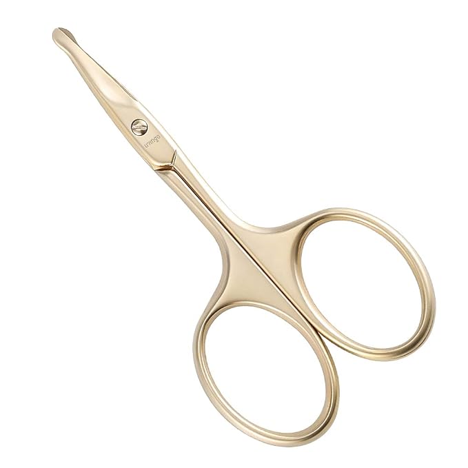 LIVINGO Small Nose Hair Scissors Curved Blade Rounded Tip | Stainless Steel Construction, Safe Blunt Tip, Precision Trimming for Eyebrow Cuticle Facial Hair Care