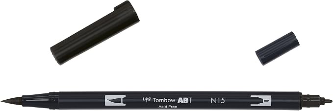 Tombow Dual brush-n15 – Double Brush Tip Marker, Black