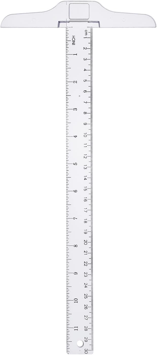 Junior T-Square Plastic Transparent T-Ruler 30cm/ 12 Inch for Drafting & Art Framing 1pc