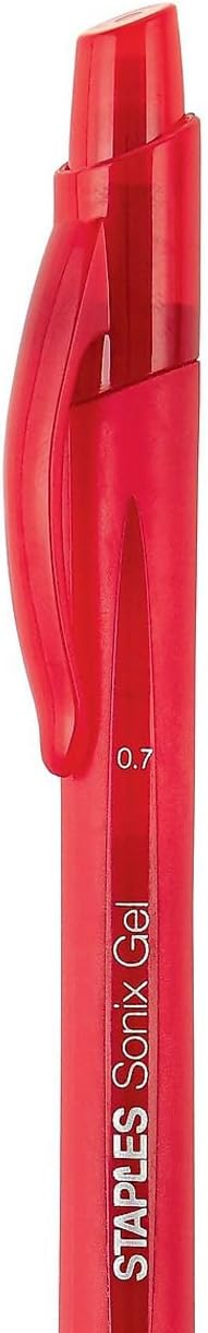 STAPLES Retractable Gel Pens, Medium Point 0.7mm, Red Ink, 36 Pack – Sonix Smooth‑Writing Gel Pens for Editing & Office Use